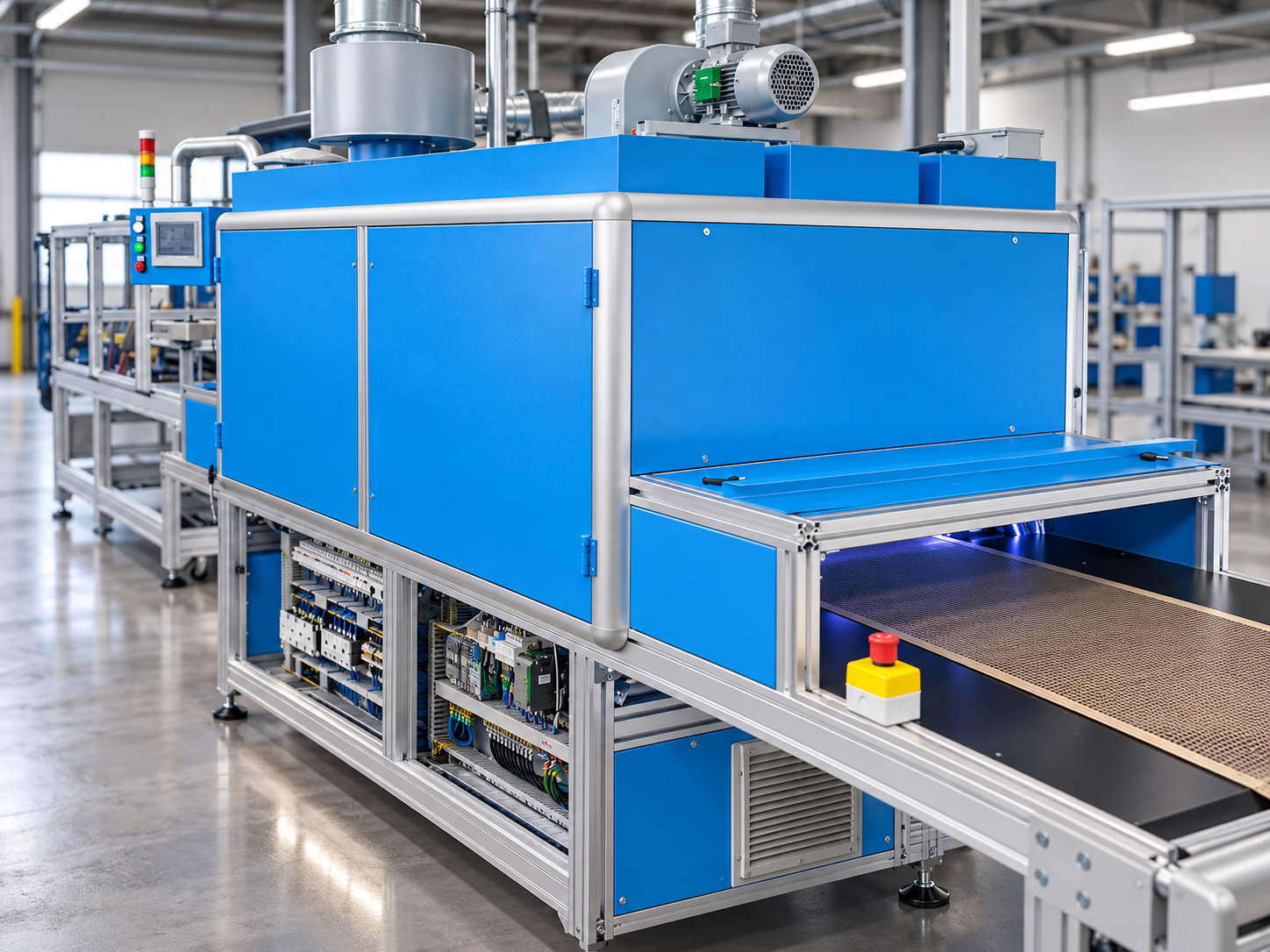 Impianto UV industriale integrato con trasporto e controllo
