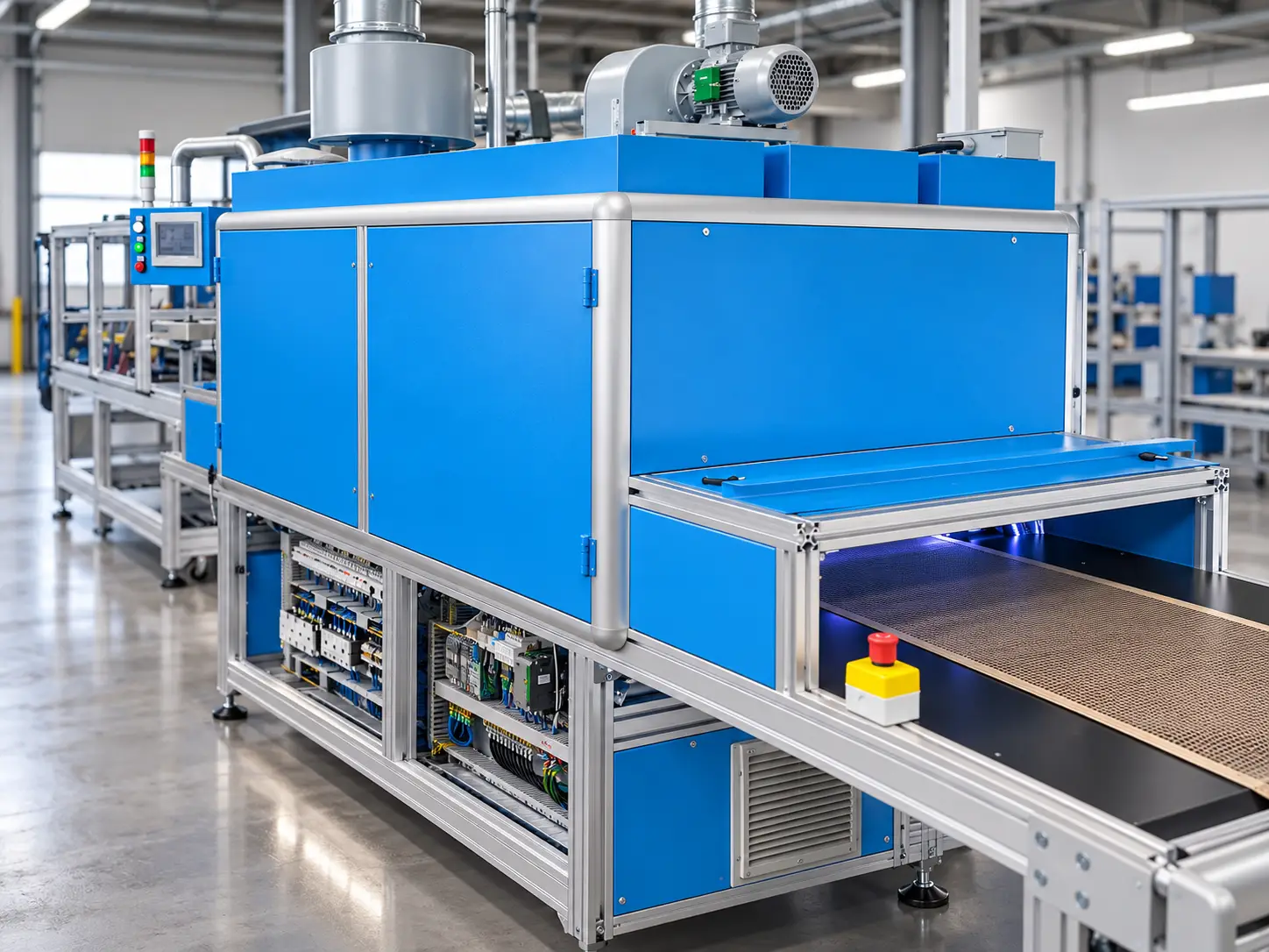 Impianto UV industriale integrato con trasporto e controllo