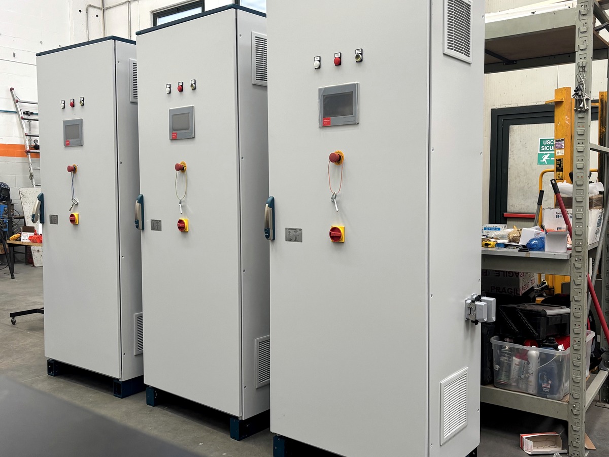 Power and control cabinets for a UV system in the marble sector