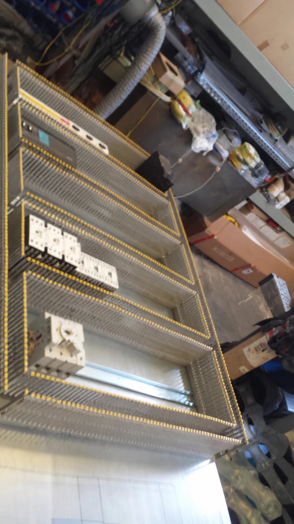 Preparing the wiring of one of the first standard-format cabinets