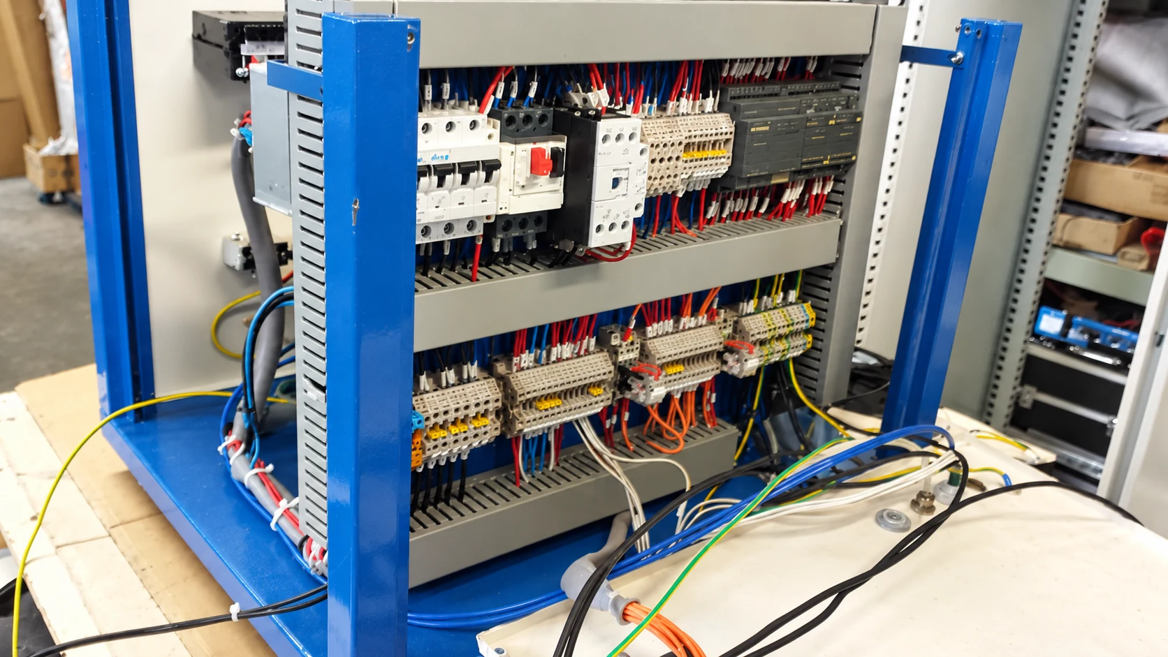Wiring and components in the early control cabinets