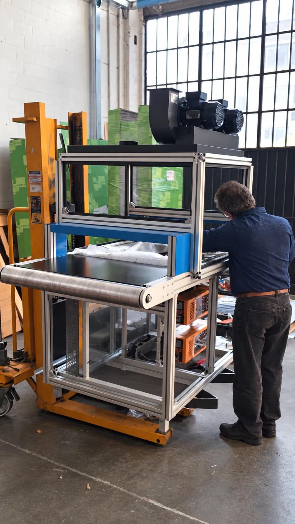 Building the frame of a rotary system in the workshop