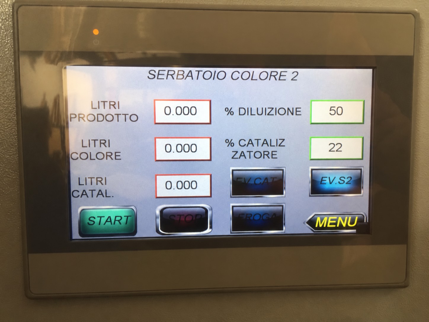 Parametri della miscela — dosaggio vernici Electro Tecnology